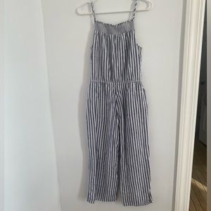 Wide leg striped jumpsuit